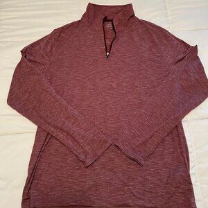 J.Crew Performance Half Zip Pullover Men's M Burgundy White Marled Activewear